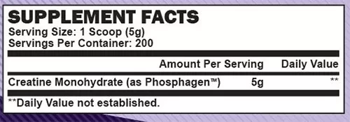 EAS Phosphagen Supplement Facts Image