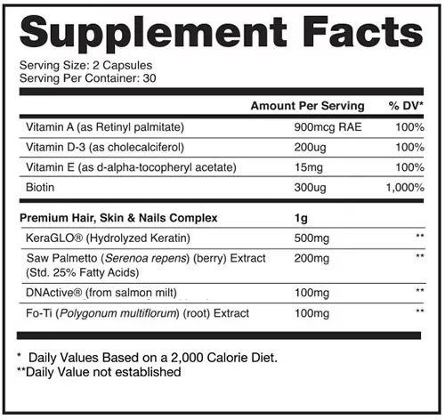 FemaGlow Supplement Facts Image