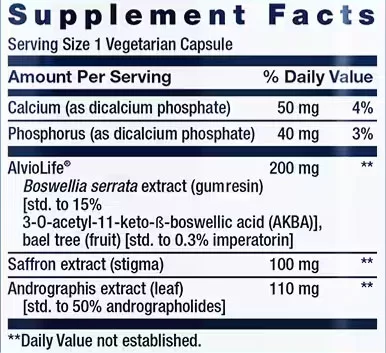 Life Extension Healthy Lungs Supplement Facts Image