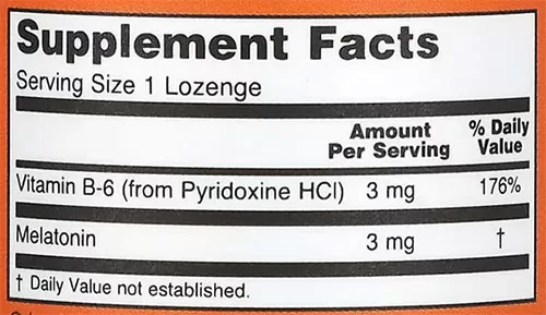 NOW Melatonin Lozenges Supplement Facts Image