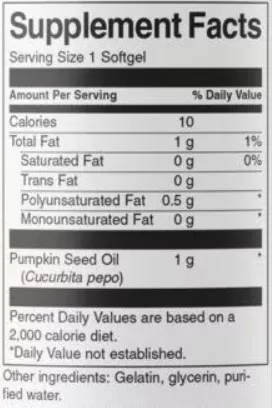 Swanson Pumpkin Seed Oil Supplement Facts Image