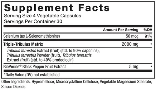Force Factor Tribulus Max Supplement Facts Image