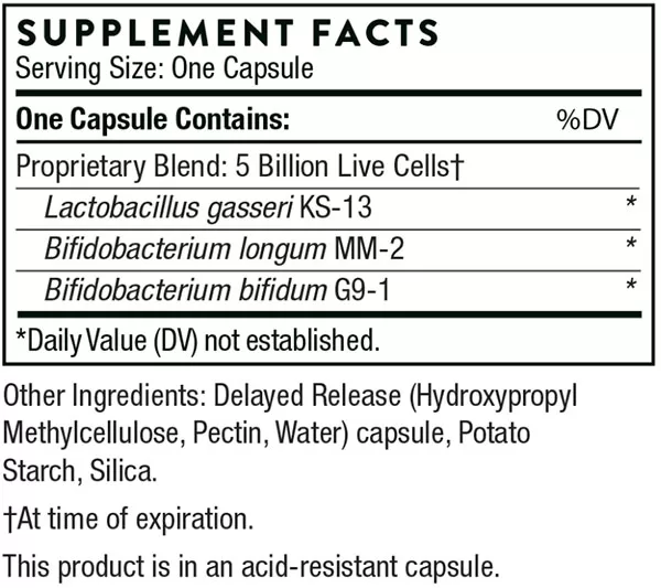 Thorne Floramend Prime Probiotic Supplement Facts Image