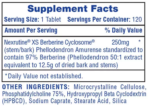Hi-Tech Pharmaceuticals Berberine Supplement Facts Image