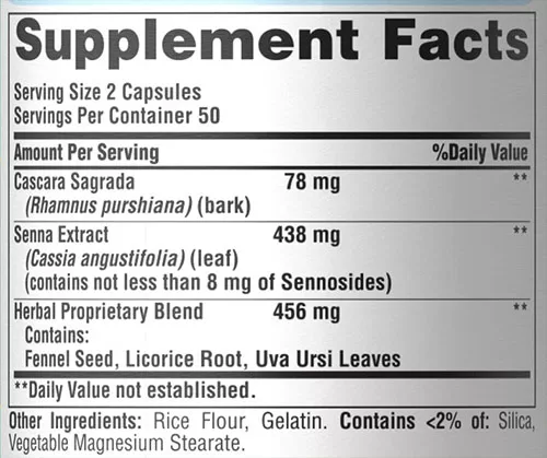 Puritan's Pride Herbal Laxative Supplement Facts Image