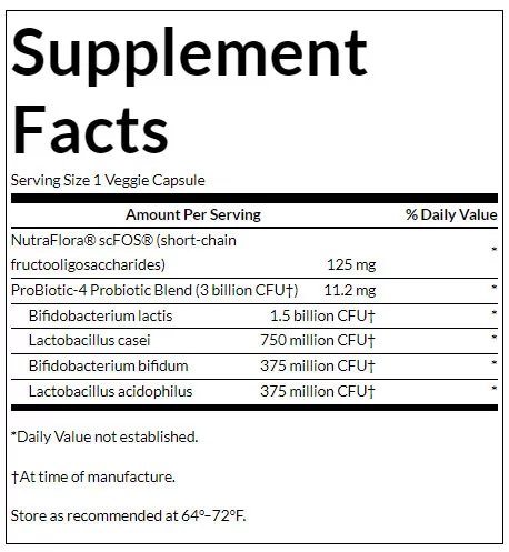 Swanson Probiotic 4 Supplement Facts Image