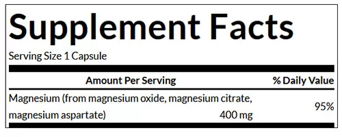 Swanson Triple Magnesium Supplement Facts Image