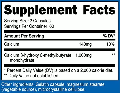 Nutricost HMB Capsule Supplement Facts Image