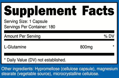 Nutricost L-Glutamine Capsules Supplement Facts Image