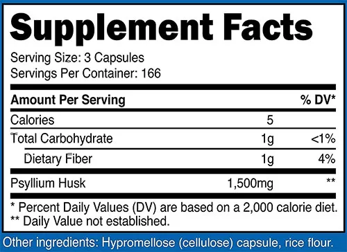 Nutricost Psyllium Husk Supplement Facts Image