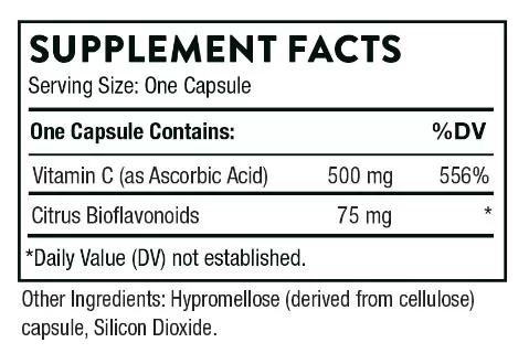 Thorne Vitamin C Supplement Facts Image