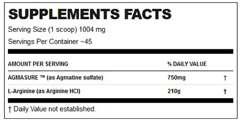 Allmax Agmatine Arginine Supplement Facts Image