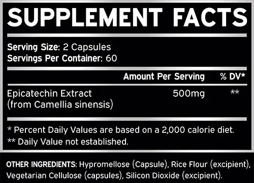 Dorado Nutrition Epicatechin Supplement Facts Image