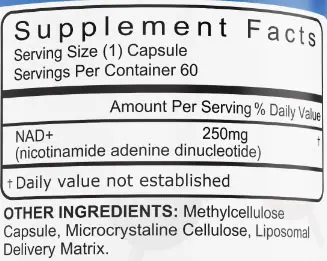 MAAC10 Liposomal NAD+ Supplement Facts Image