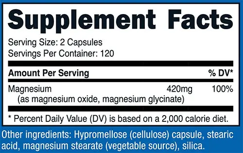 Nutricost Magnesium Extra Strength Supplement Facts Image