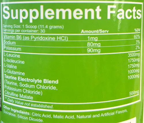 BCAA Optima Supplement Facts V2 Image
