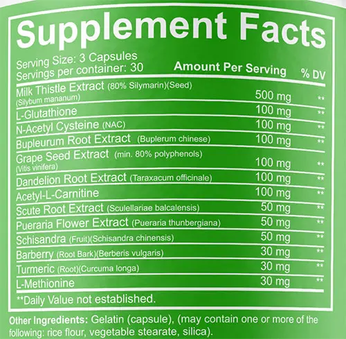 Liver Optima Supplement Facts Image