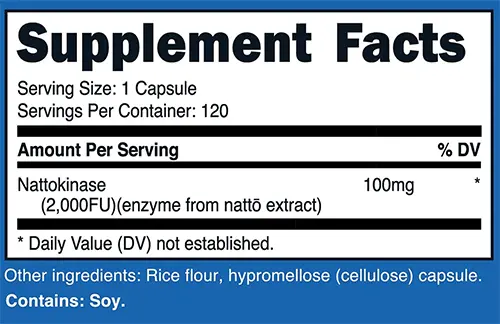 Nutricost Nattokinase Supplement Facts Image