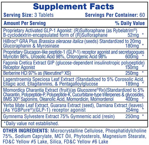 Slimaglutide Supplement Facts Image