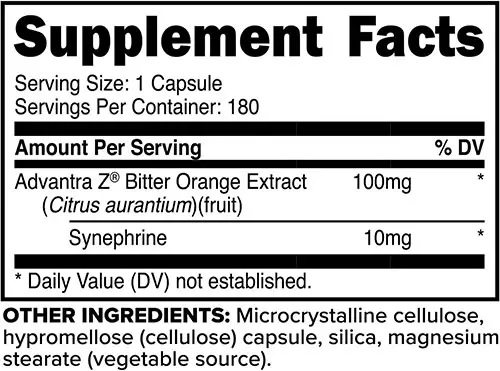 Syneburn Supplement Facts Image