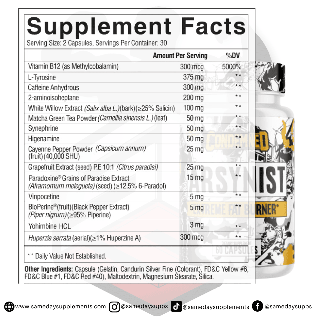 Arsynist supplement facts