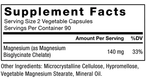 Force Factor Magnesium Glycinate Supplement Facts Image