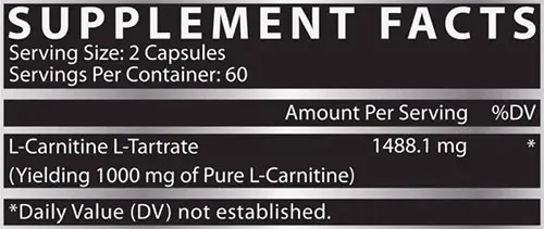 Nutrex Carnitine Supplement Facts Image