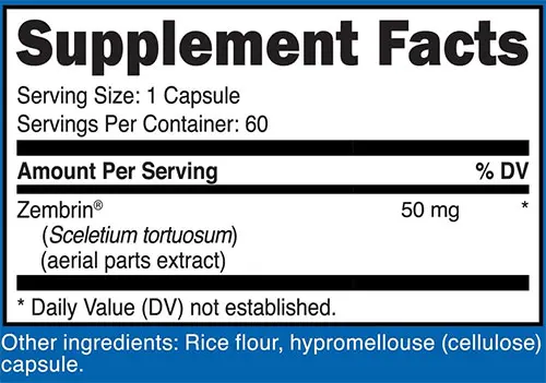 Nutricost Sceletium Tortuosum Supplement Facts Image