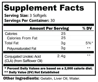 CTD Sports CLA Supplement Facts Image