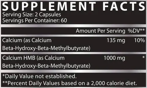 Nutrex HMB Supplement Facts Image