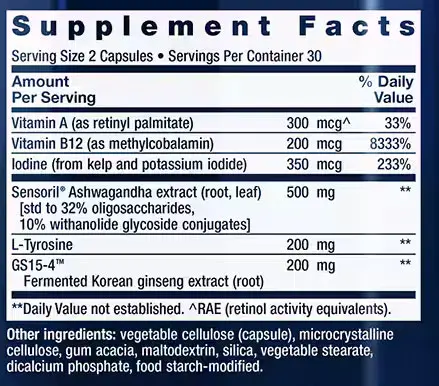 Life Extension Thyroid Support Complex Supplement Facts Image