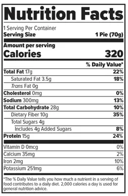 Redefine Oatmeal Protein Pie Nutrition Facts Image