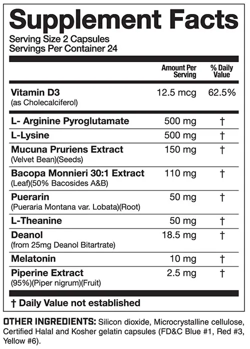 Magnum G-Spring Supplement Facts Image