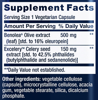Life Extension Advanced Olive Leaf Supplement Facts Image