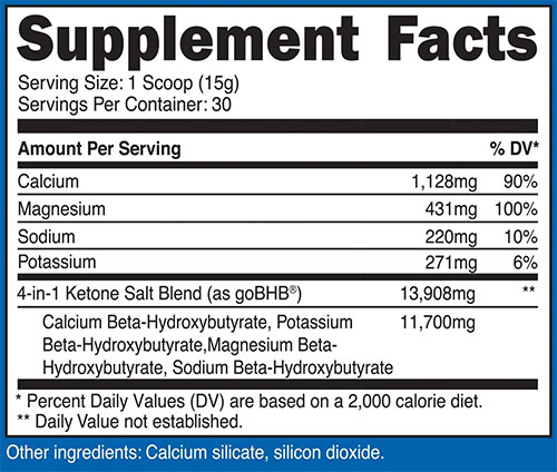 Nutricost BHB Salt Supplement Facts Image