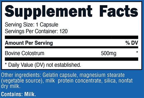 Nutricost Colostrum Supplement Facts Image