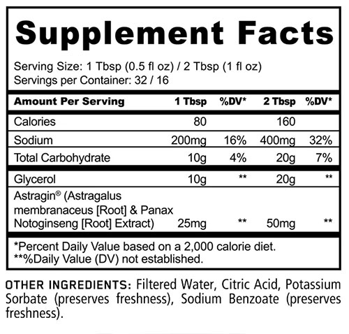 Pump Juice Supplement Facts Image