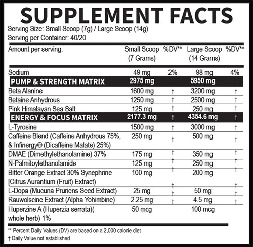 Venom Inferno Supplement Facts Image