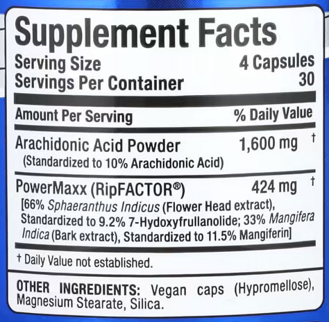 Allmax Arachidonic Acid Supplement Facts Image