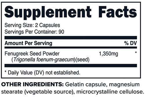 PrimaForce Fenugreek Supplement Facts Image