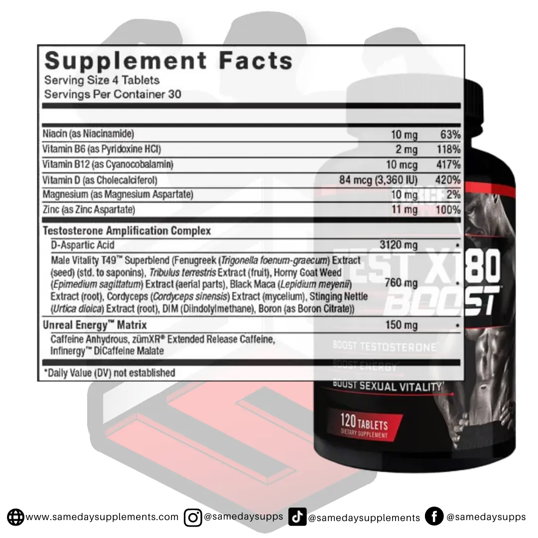 Test X180 Boost Supplement Facts