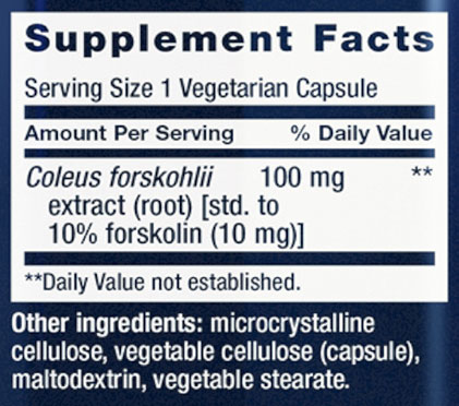 Life Extension Forskolin Supplement Facts Image