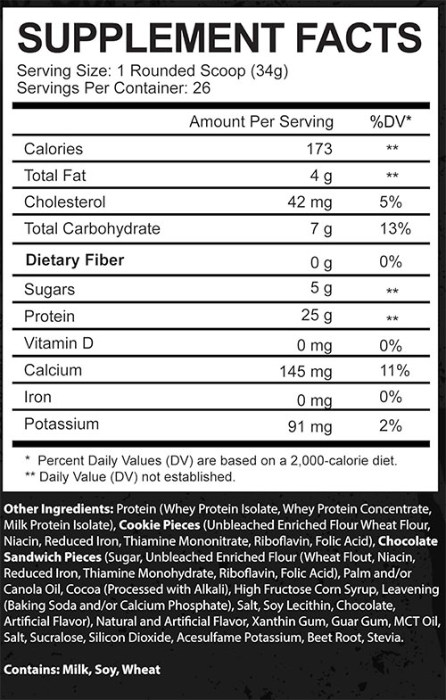 AfterBites Protein Supplement Facts Image