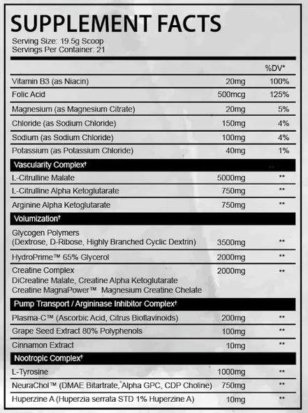 AfterDark EPO Supplement Facts Image