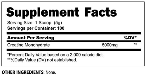 Panda Supps Creatine Supplement Facts Image