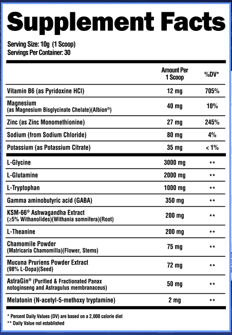 SuperHuman Sleep Supplement Facts Image