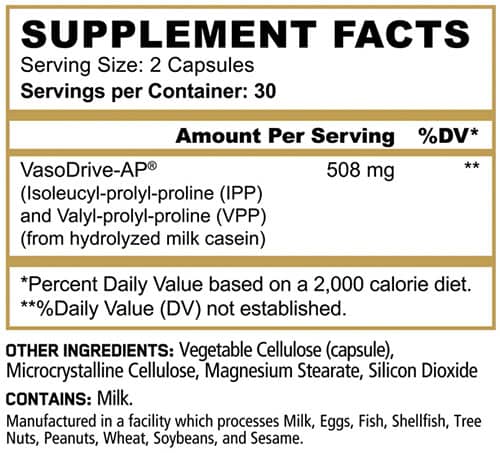 Panda Supps Vasodrive AP Supplement Facts Image