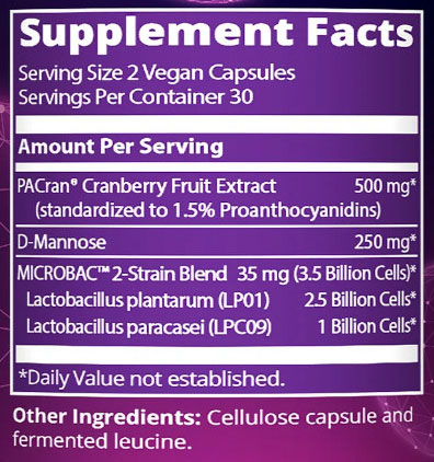 MRM Women's Probiotic Supplement Facts Image