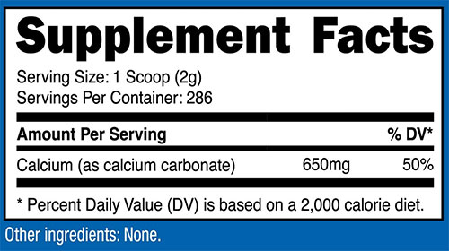 Nutricost Calcium Carbonate Powder Supplement Facts Image