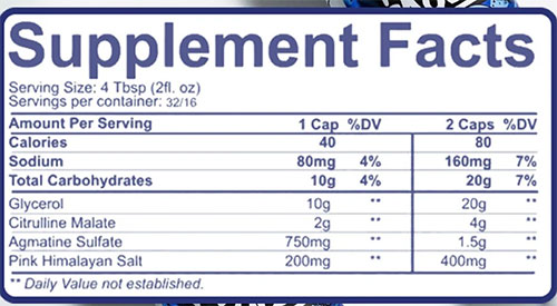 Pump Sauce Supplement Facts Image